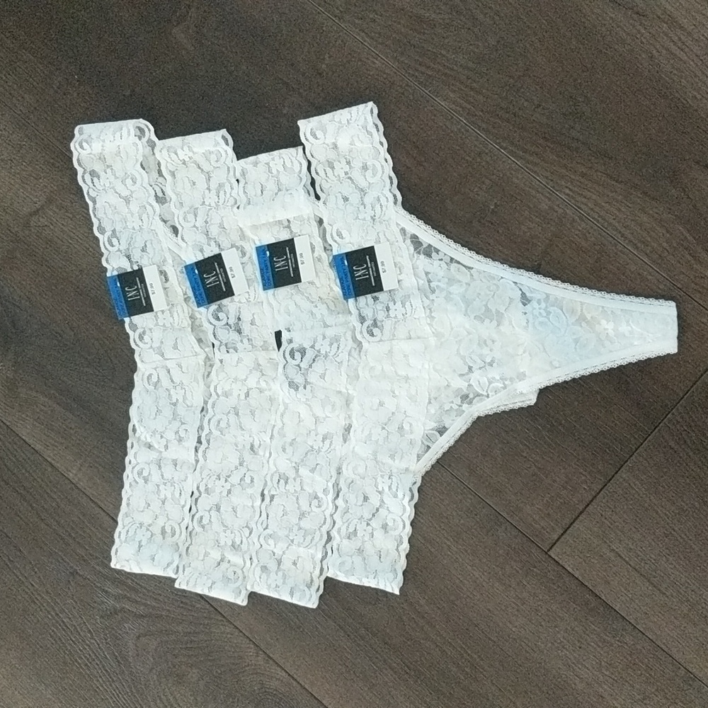 NWT Bundle of INC Core Lace Thong Panties XL Washed White